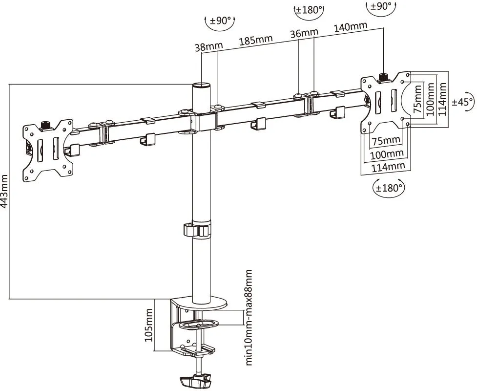 Desk Clamp Monitor Mount | Dual 17"-34"
