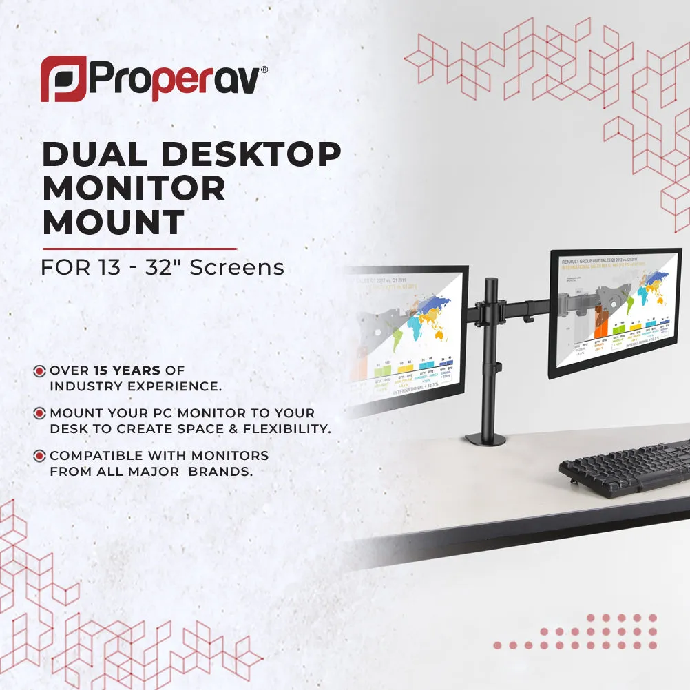 Desk Clamp Monitor Mount | Dual 17"-34"