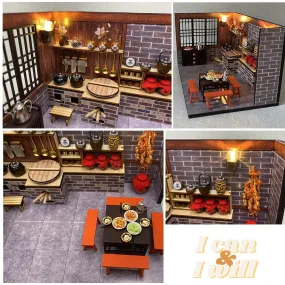 DIY 3D Miniature Traditional Chinese Kitchen With LED Light House Kit