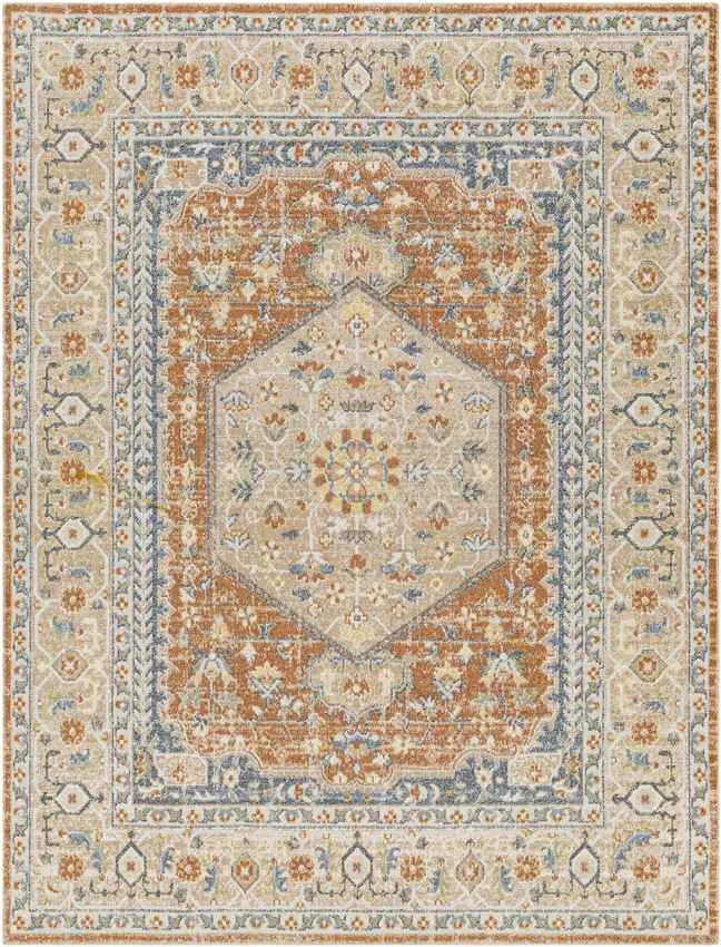 Edmond Traditional Burnt Orange Washable Area Rug