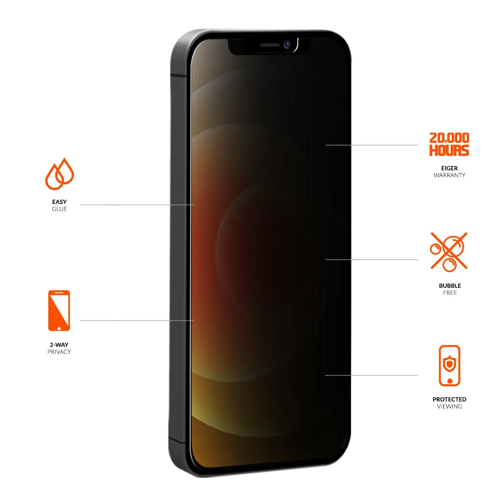 Eiger Mountain Glass Black Privacy 2.5D Screen Protector for Apple iPhone 12 / 12 Pro