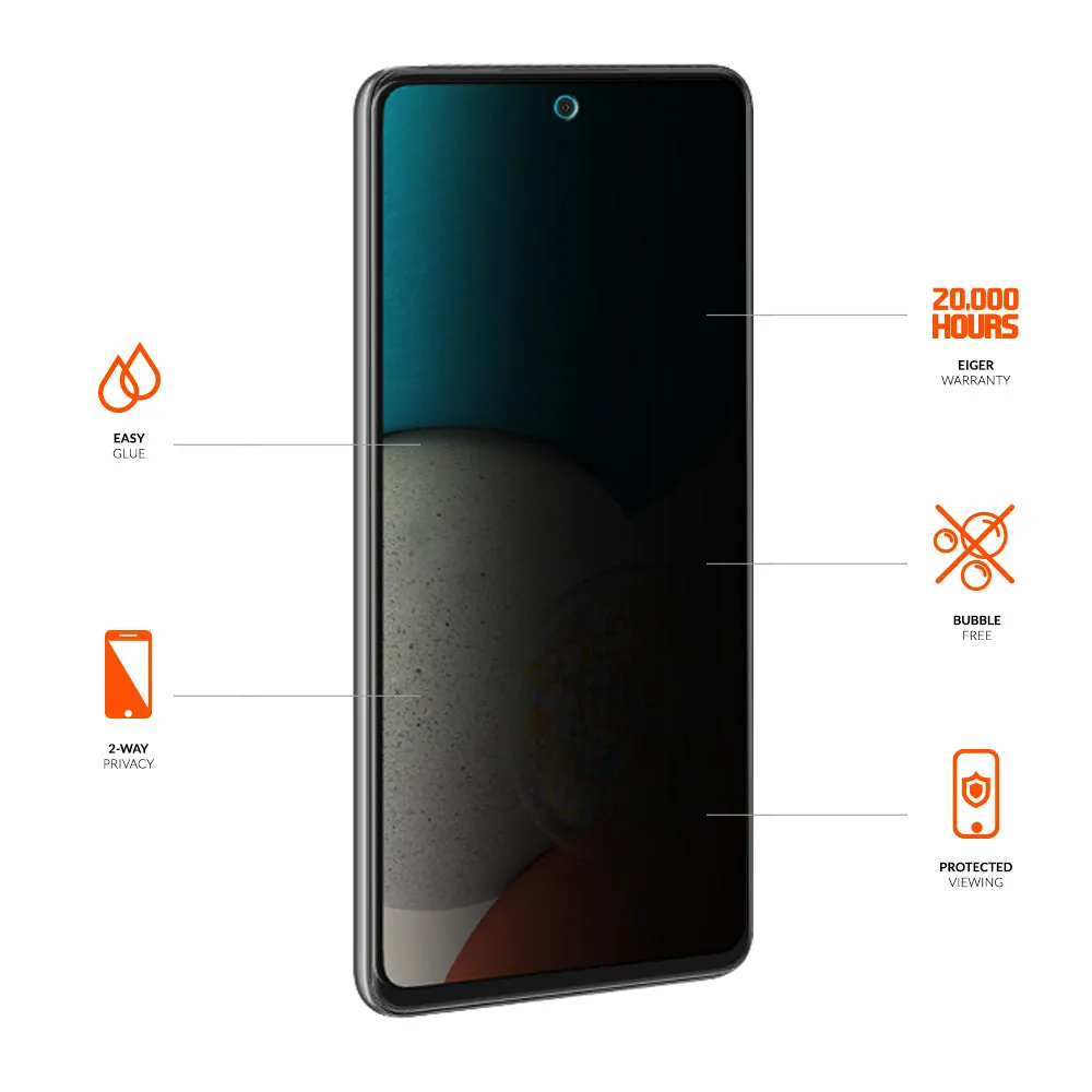 Eiger Mountain Glass Black Privacy 2.5D Screen Protector for Samsung Galaxy A52 / A52 5G / A52s / A53 5G