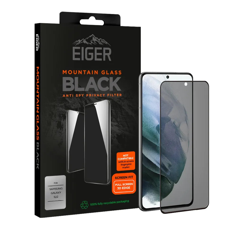 Eiger Mountain Glass Black Privacy 3D Screen Protector for Samsung Galaxy S22