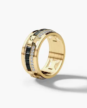 EMINENCE Gold Ring with 2.25ct Black & White Diamonds - Wide Version