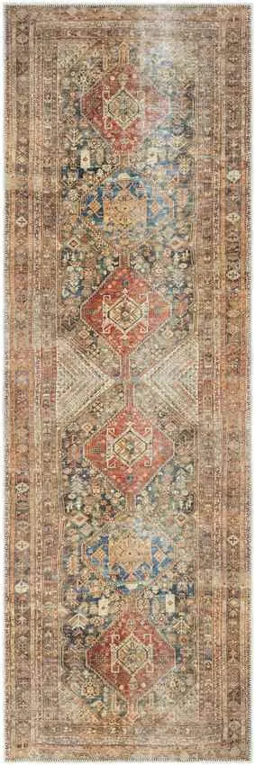 Episkopi Traditional Rust Washable Area Rug