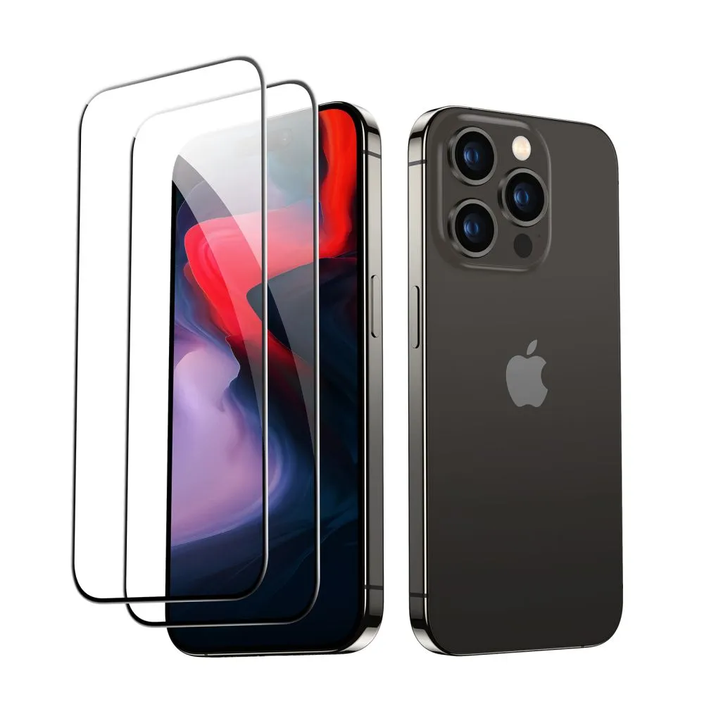 ESR 2-Pack Tempered Glass Screen Protector for Apple iPhone 15 Pro - Black