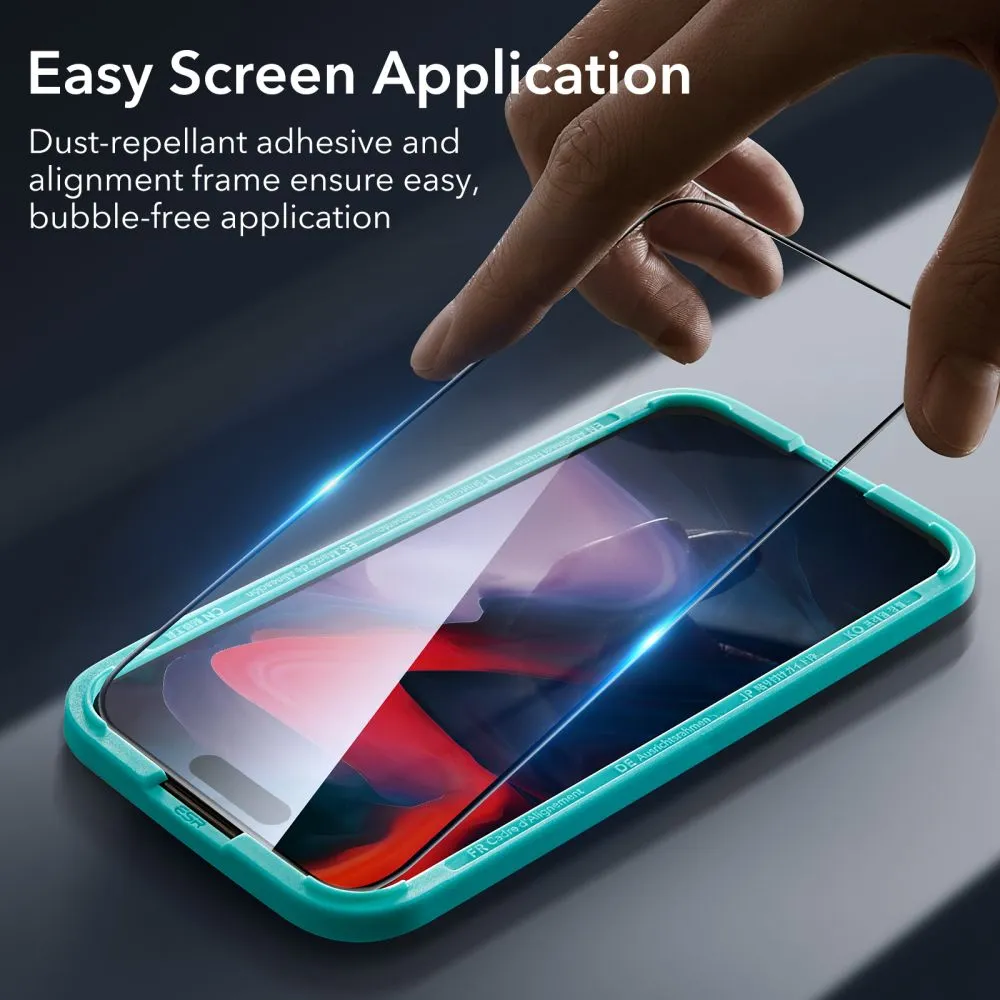 ESR 2-Pack Tempered Glass Screen Protector for Apple iPhone 15 Pro - Black