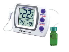 Fisher Scientific Traceable Refrigerator/Freezer Alarm Thermometer, Single range: -40 Deg to  50