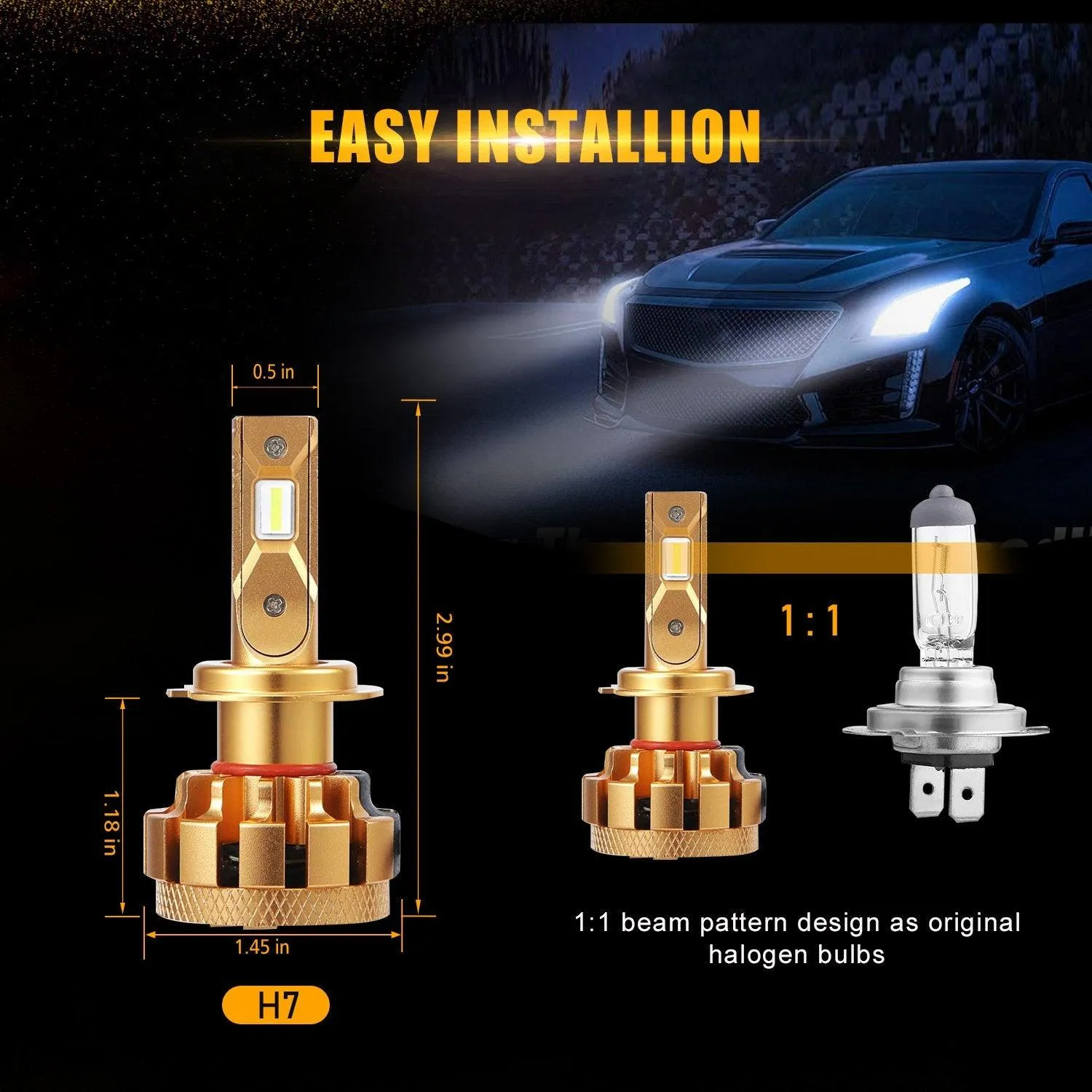 For 2011-2014 Hyundai Sonata(GL GLS LIMITED SE) F-16 Plus Series Built-in Canbus Automotive Grade 14000LM LED Light Bulbs High Low Beam Bundle