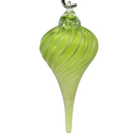 Frosted Drop Ornament Shown In Fig Drop by The Furnace Glassworks