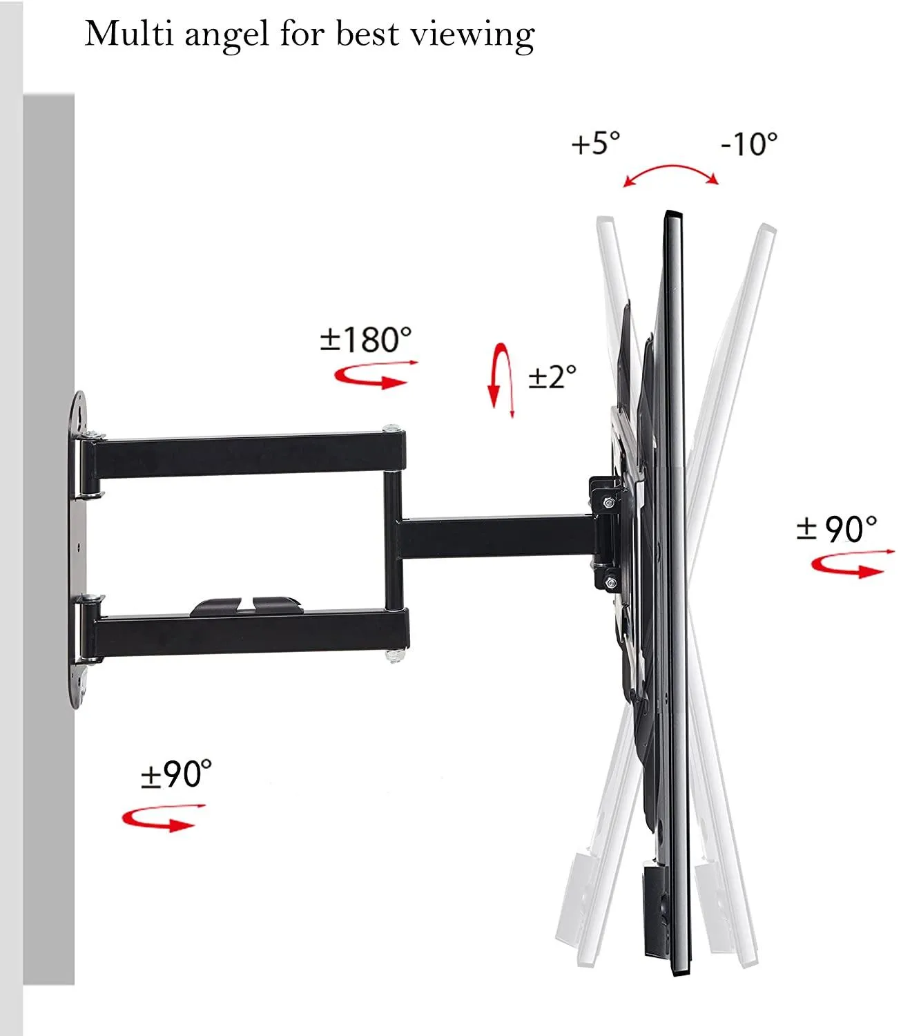 Full Motion TV Wall Mount for 23”-55” Flat Screen TVs, Monitor with Swivel Articulating Arms, up to VESA 400x400mm and 66 lbs