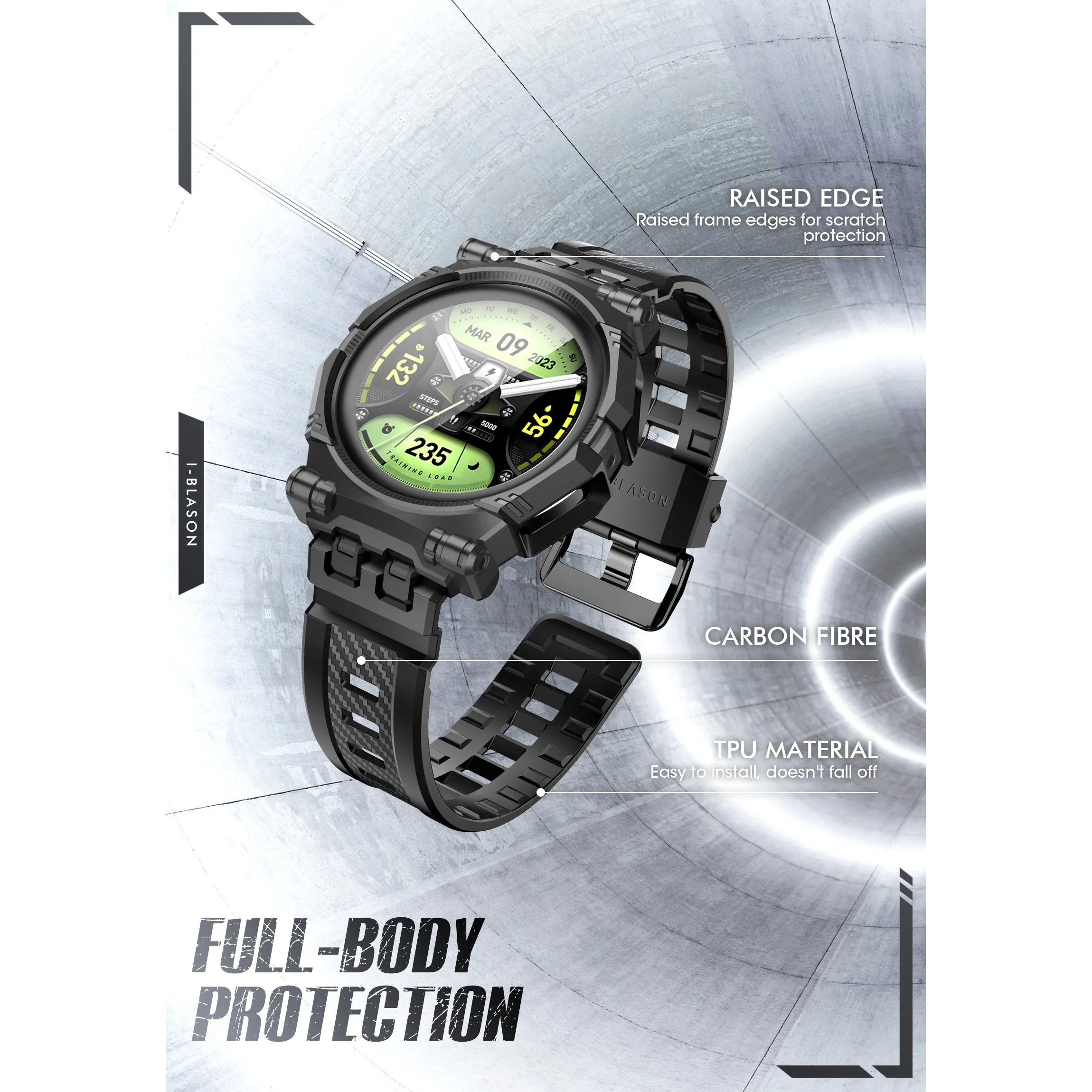 Galaxy Watch5 Pro 45mm Armorbox Case with Tempered Glass Screen Protectors - Black