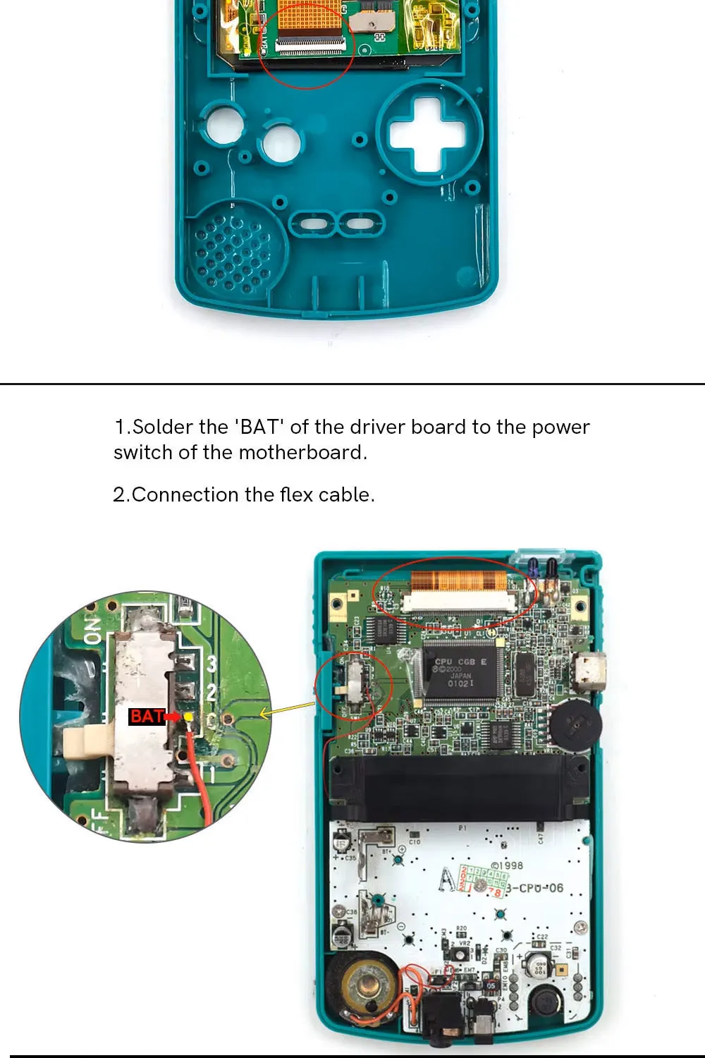 Game Boy Color Laminated AMOLED Retro Pixel Touch Screen Backlight Kit - Hispeedido