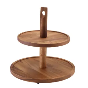 GenWare Acacia Wood Two Tier Cake Stand - Pack 1