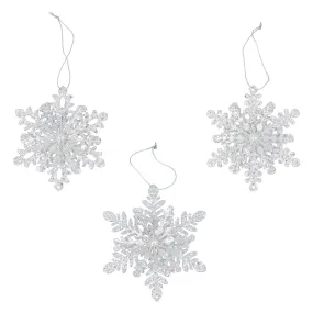Gisela Graham Metal 11cm Pale Silver Glitter Snowflake (Choice of 3)