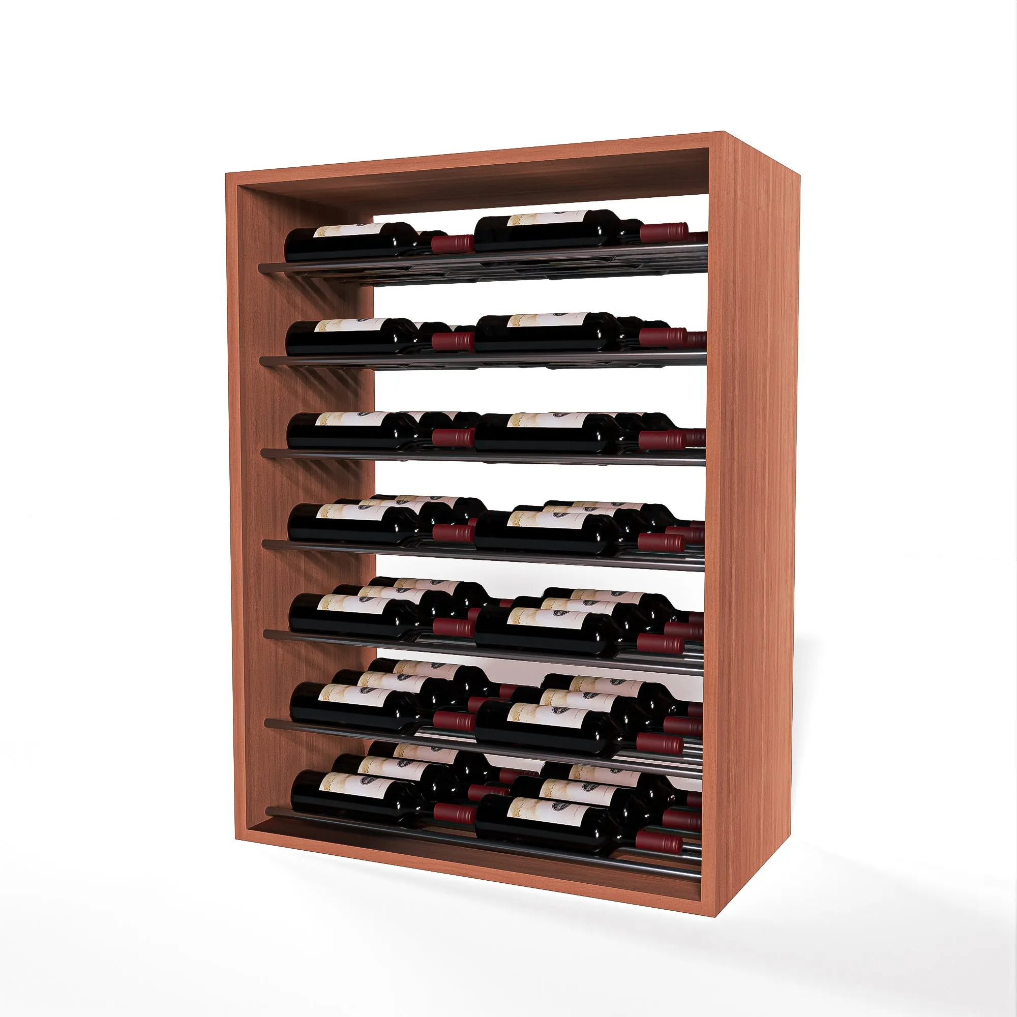 GrandCellar™ - 6 Column Full-Depth Label-Forward Horizontal Wine Display  - 36"- Gunmetal Metal Rods
