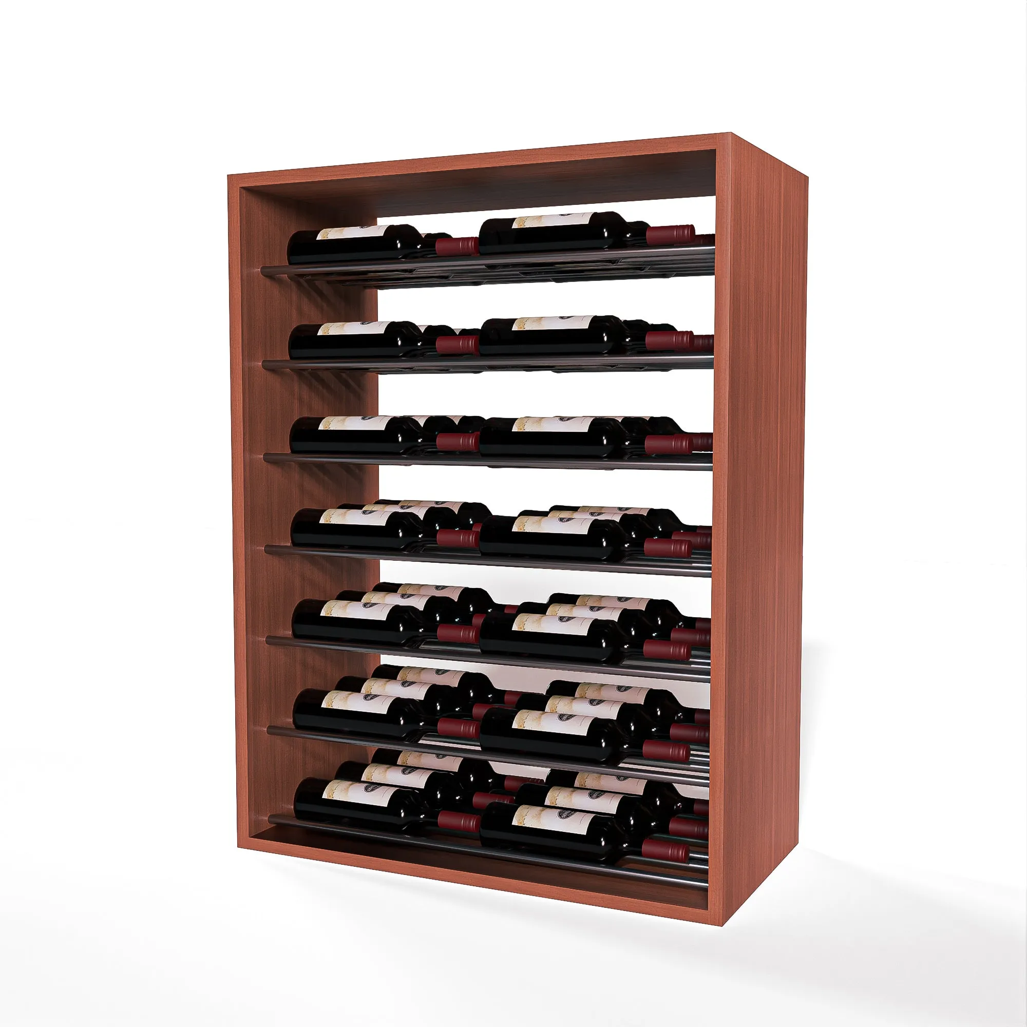 GrandCellar™ - 6 Column Full-Depth Label-Forward Horizontal Wine Display  - 36"- Gunmetal Metal Rods