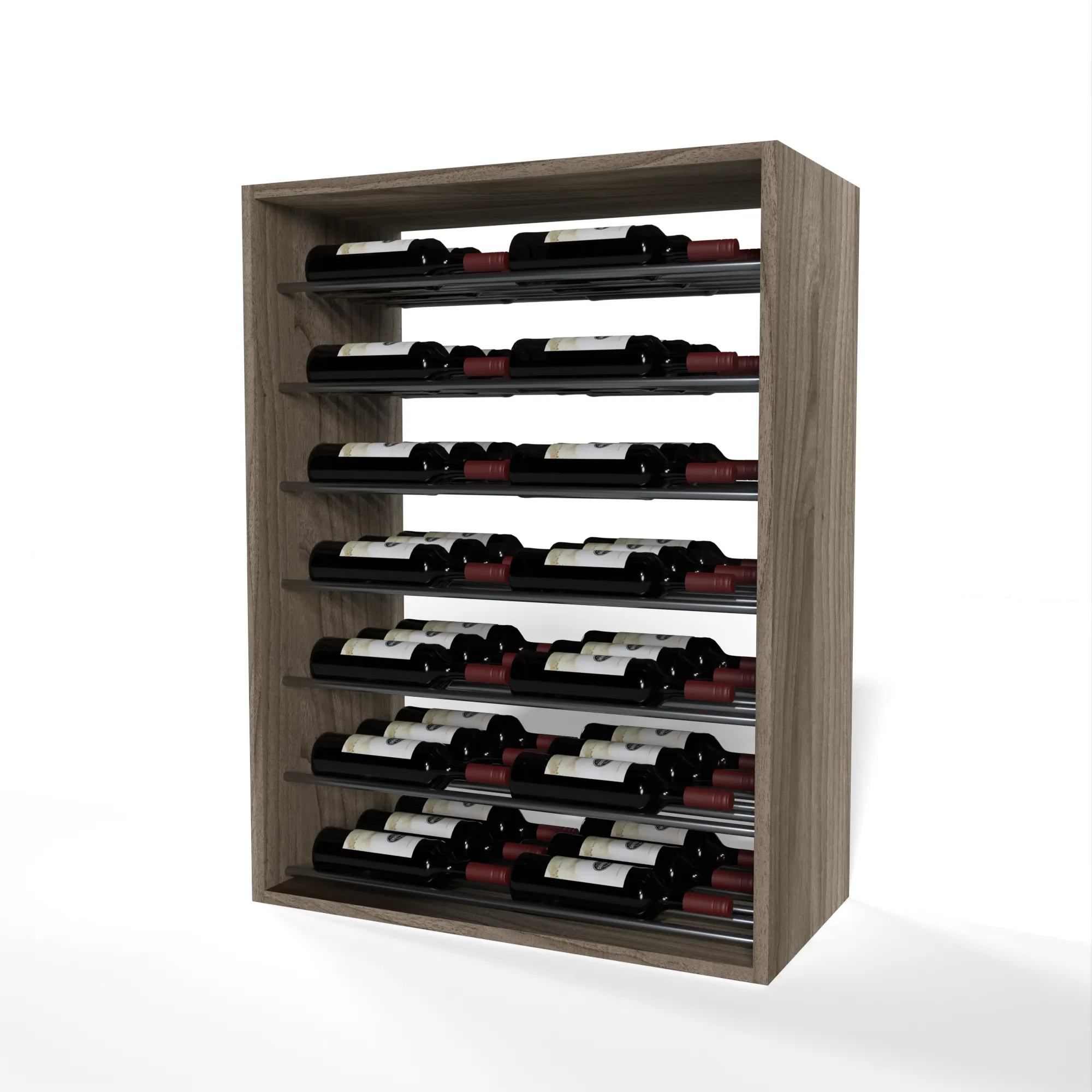 GrandCellar™ - 6 Column Full-Depth Label-Forward Horizontal Wine Display  - 36"- Gunmetal Metal Rods