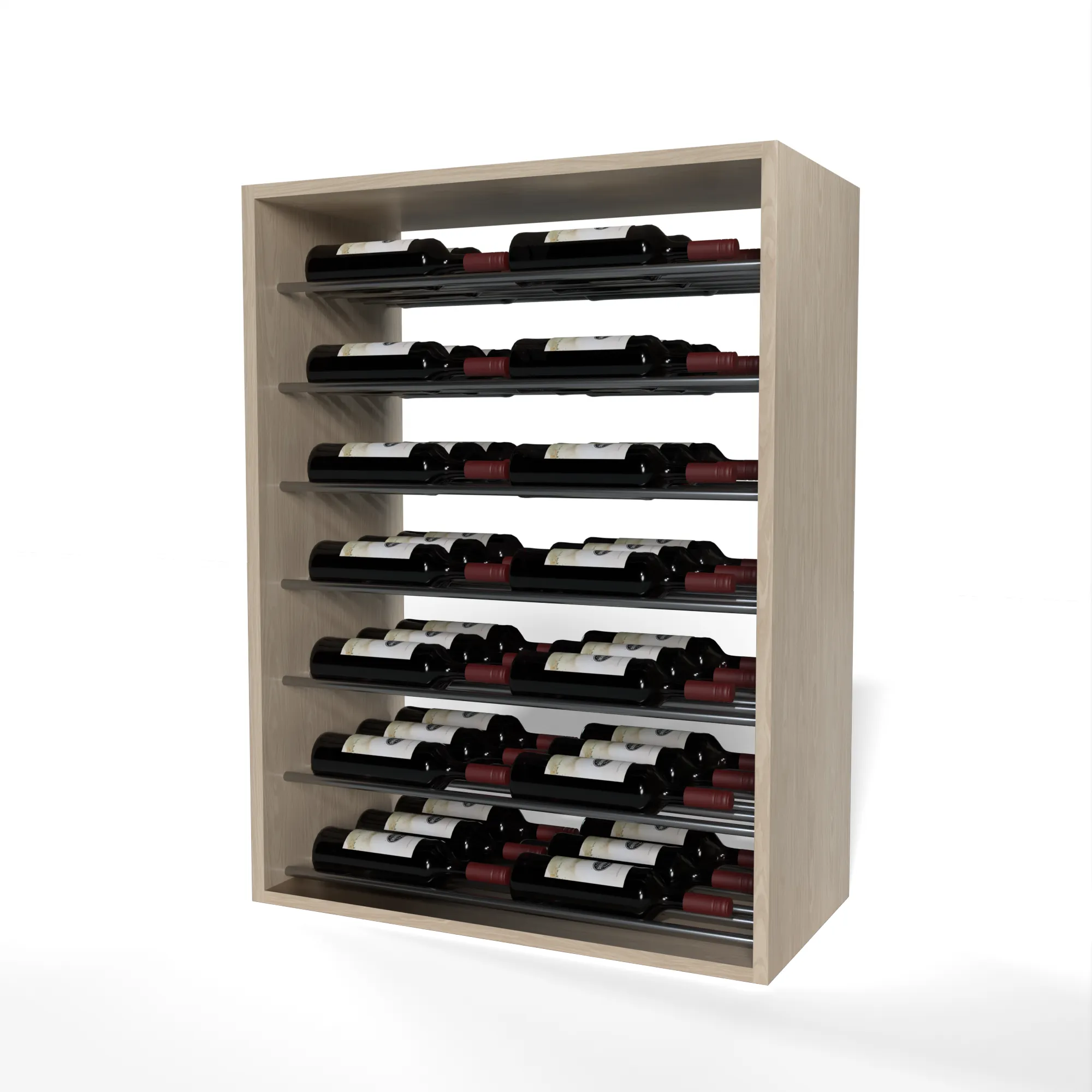 GrandCellar™ - 6 Column Full-Depth Label-Forward Horizontal Wine Display  - 36"- Gunmetal Metal Rods