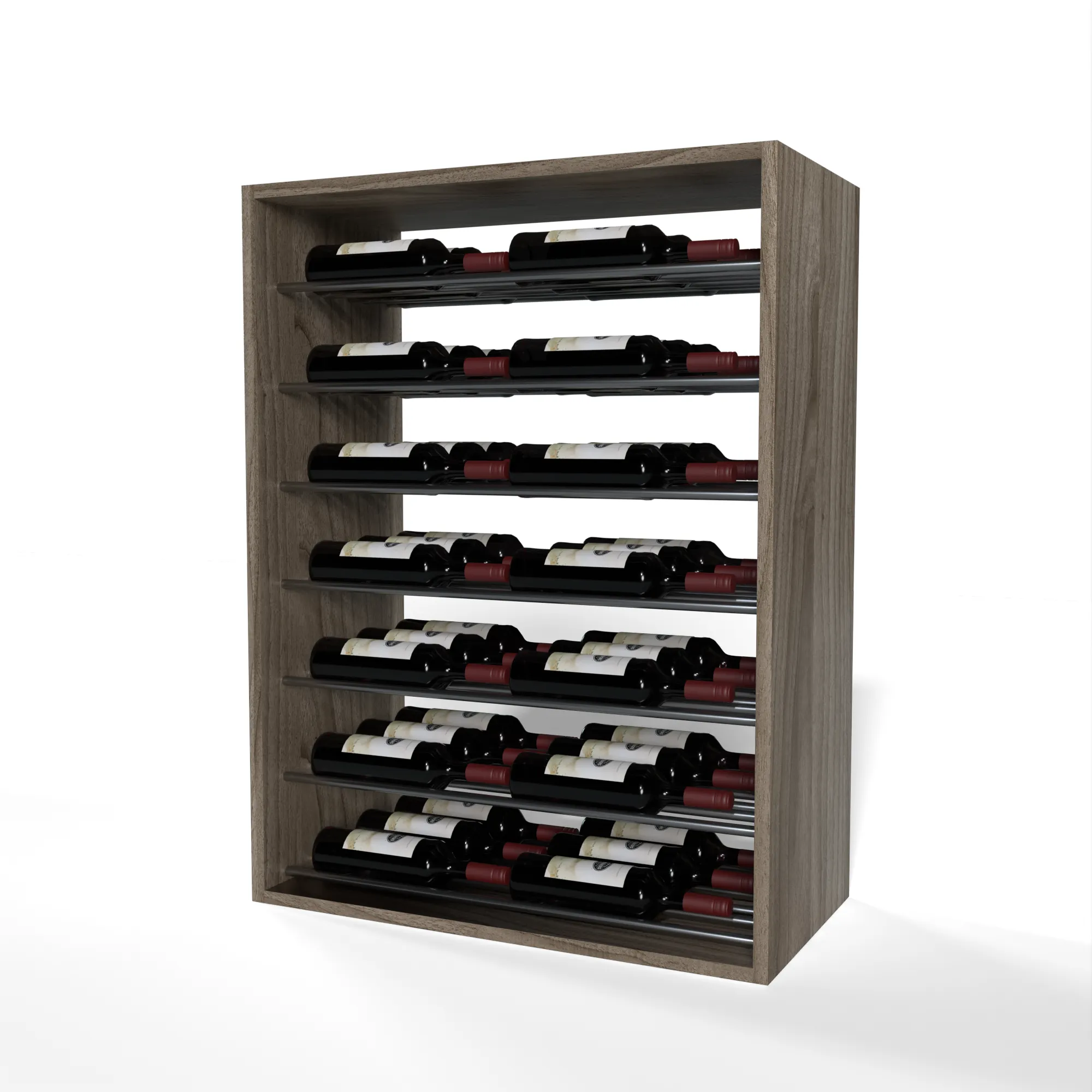 GrandCellar™ - 6 Column Full-Depth Label-Forward Horizontal Wine Display  - 36"- Gunmetal Metal Rods