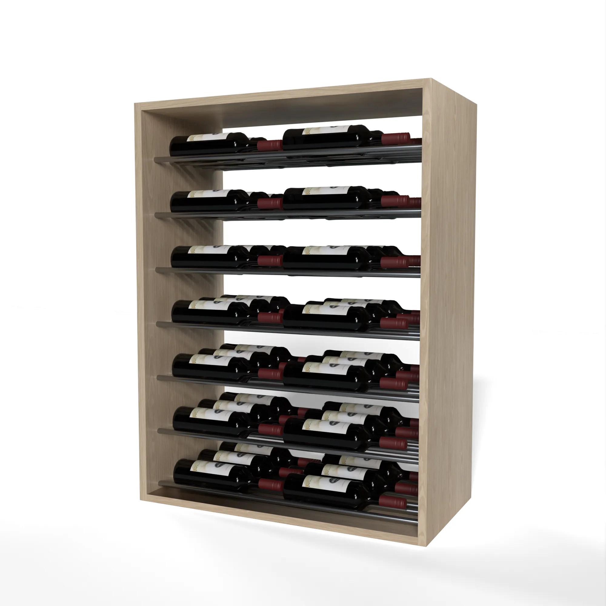 GrandCellar™ - 6 Column Full-Depth Label-Forward Horizontal Wine Display  - 36"- Gunmetal Metal Rods