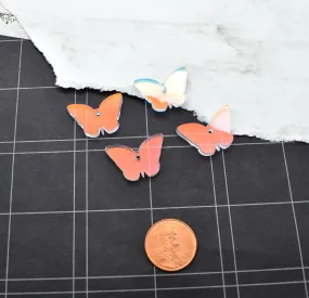 HOLOGRAPHIC BUTTERFLY CHARMS In Clear Iridescent Laser Cut Acrylic