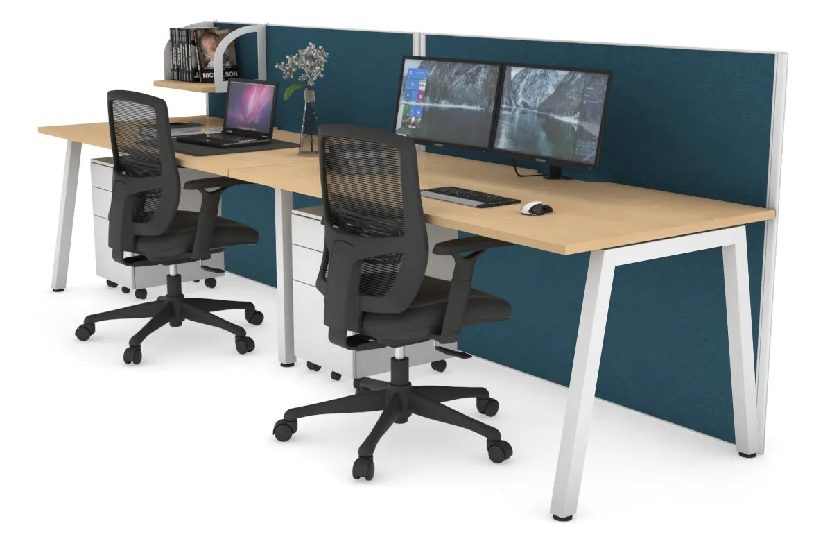 Horizon Quadro 2 Person Run A Legs Office Workstation [1200L x 800W with Cable Scallop]