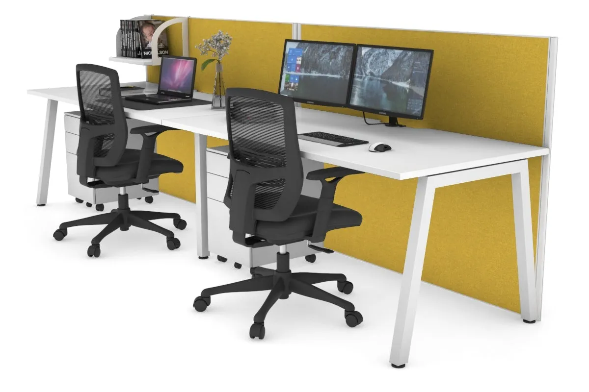 Horizon Quadro 2 Person Run A Legs Office Workstation [1200L x 800W with Cable Scallop]