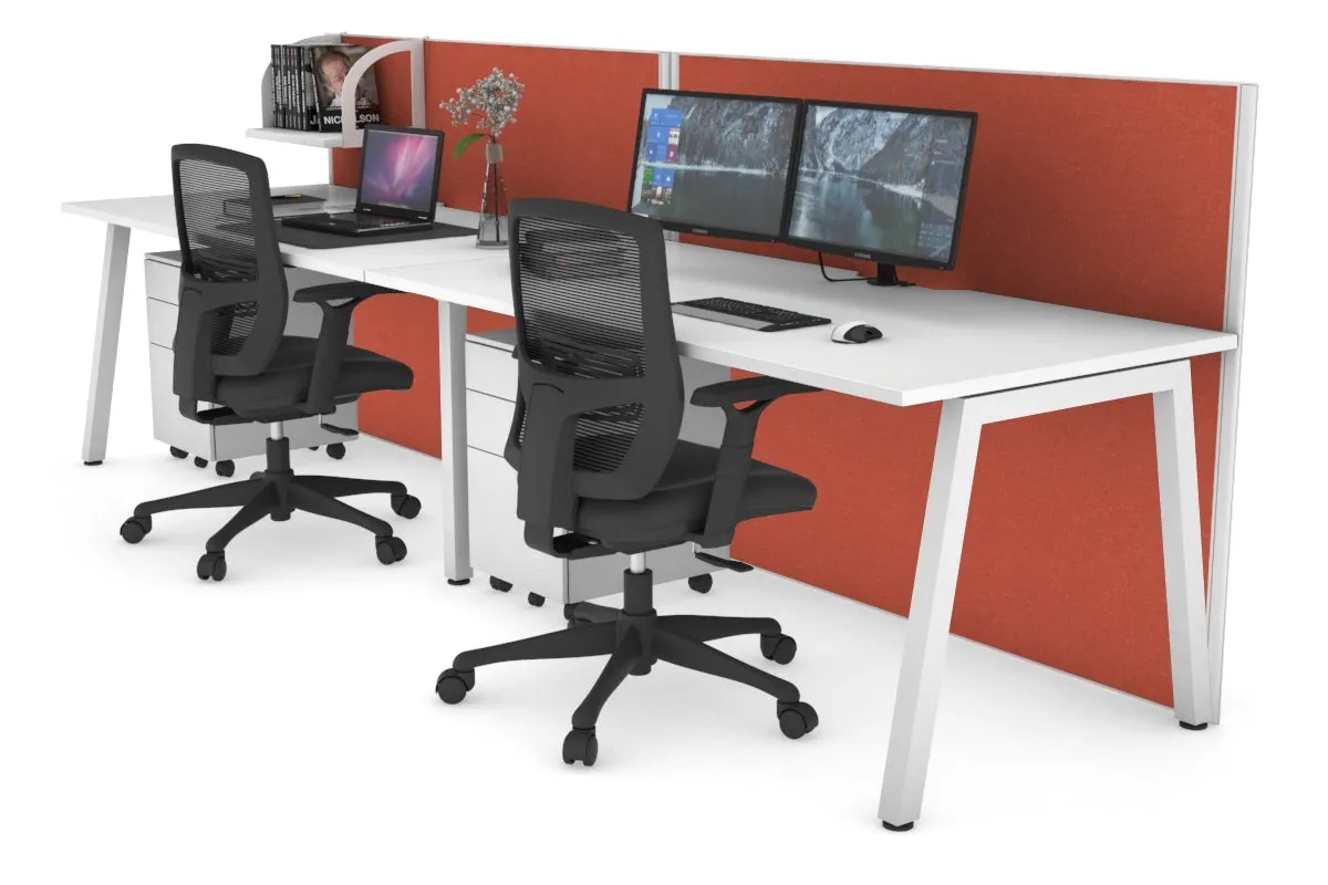 Horizon Quadro 2 Person Run A Legs Office Workstation [1200L x 800W with Cable Scallop]