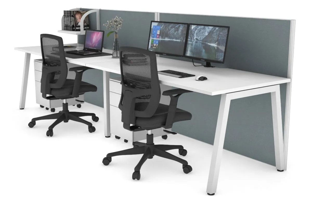 Horizon Quadro 2 Person Run A Legs Office Workstation [1200L x 800W with Cable Scallop]