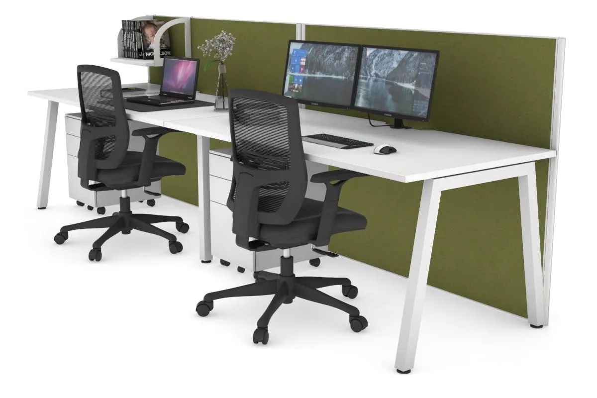Horizon Quadro 2 Person Run A Legs Office Workstation [1200L x 800W with Cable Scallop]