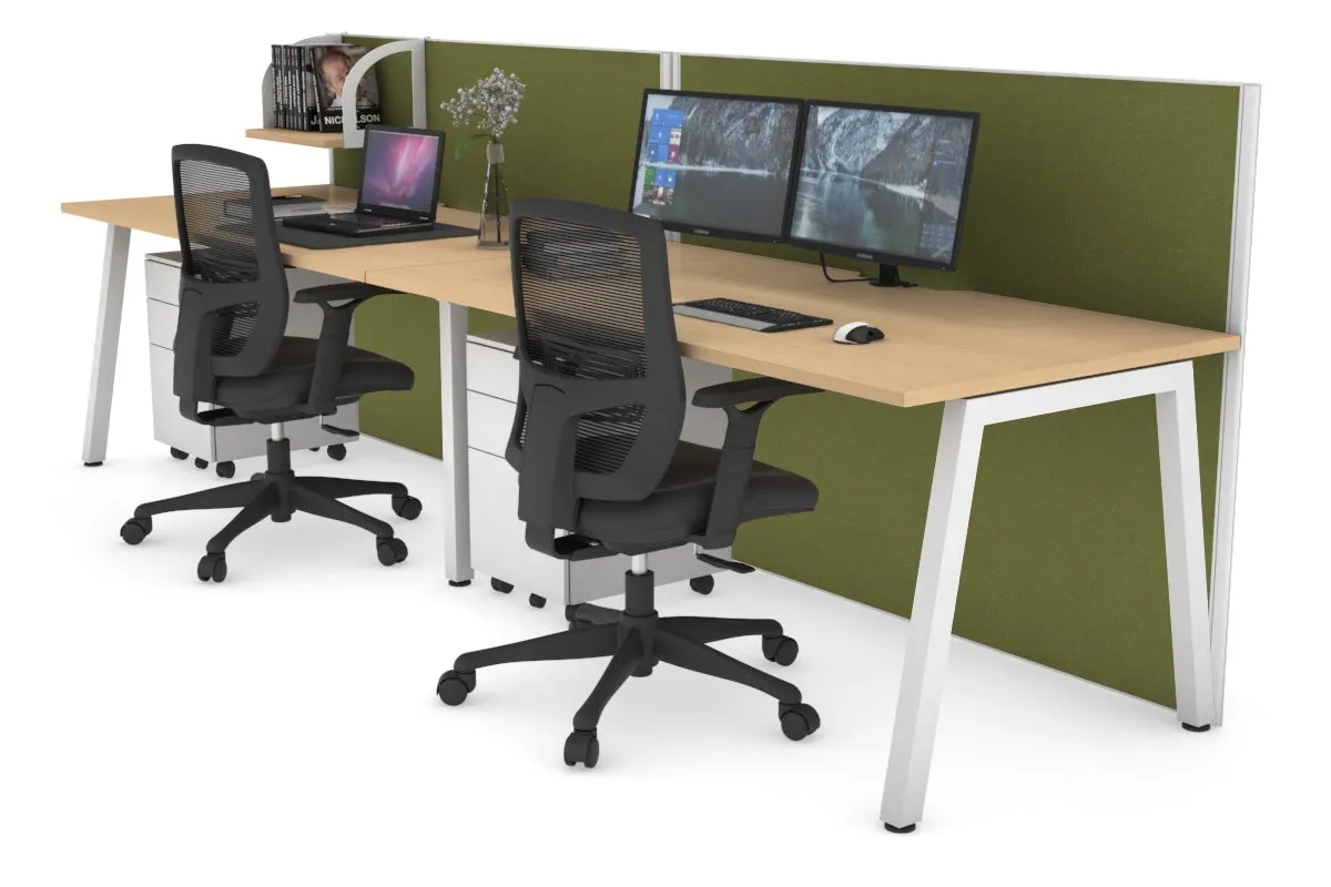 Horizon Quadro 2 Person Run A Legs Office Workstation [1200L x 800W with Cable Scallop]