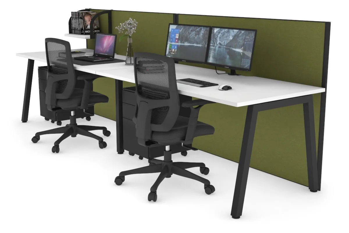 Horizon Quadro 2 Person Run A Legs Office Workstation [1200L x 800W with Cable Scallop]