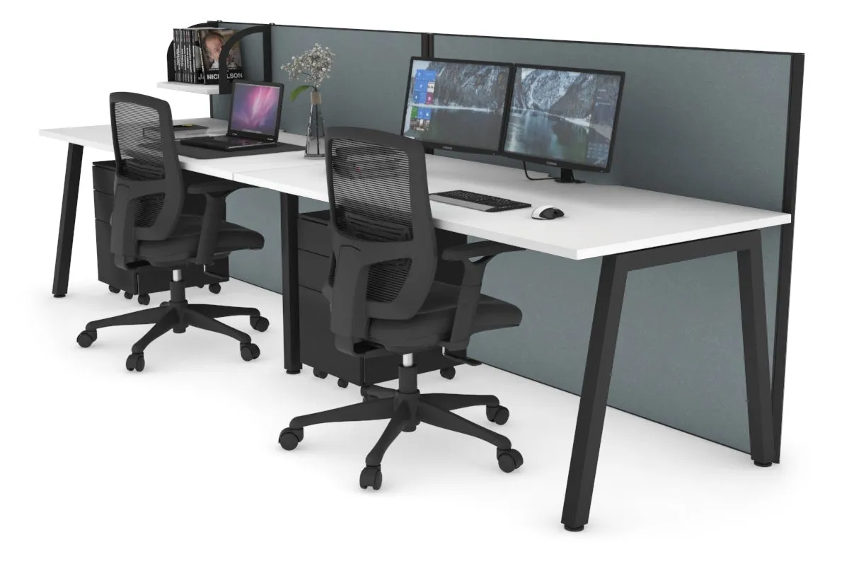 Horizon Quadro 2 Person Run A Legs Office Workstation [1200L x 800W with Cable Scallop]