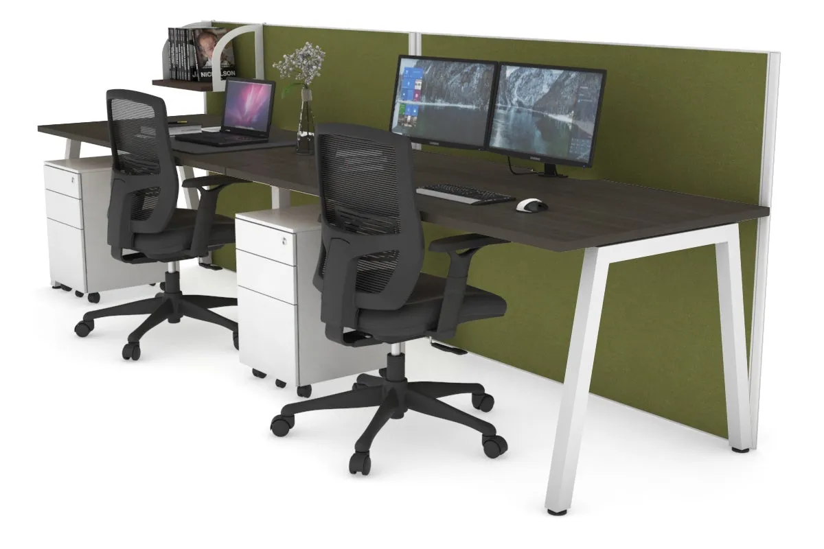 Horizon Quadro 2 Person Run A Legs Office Workstation [1200L x 800W with Cable Scallop]