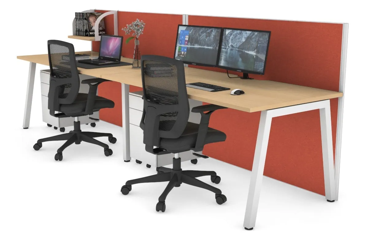 Horizon Quadro 2 Person Run A Legs Office Workstation [1200L x 800W with Cable Scallop]