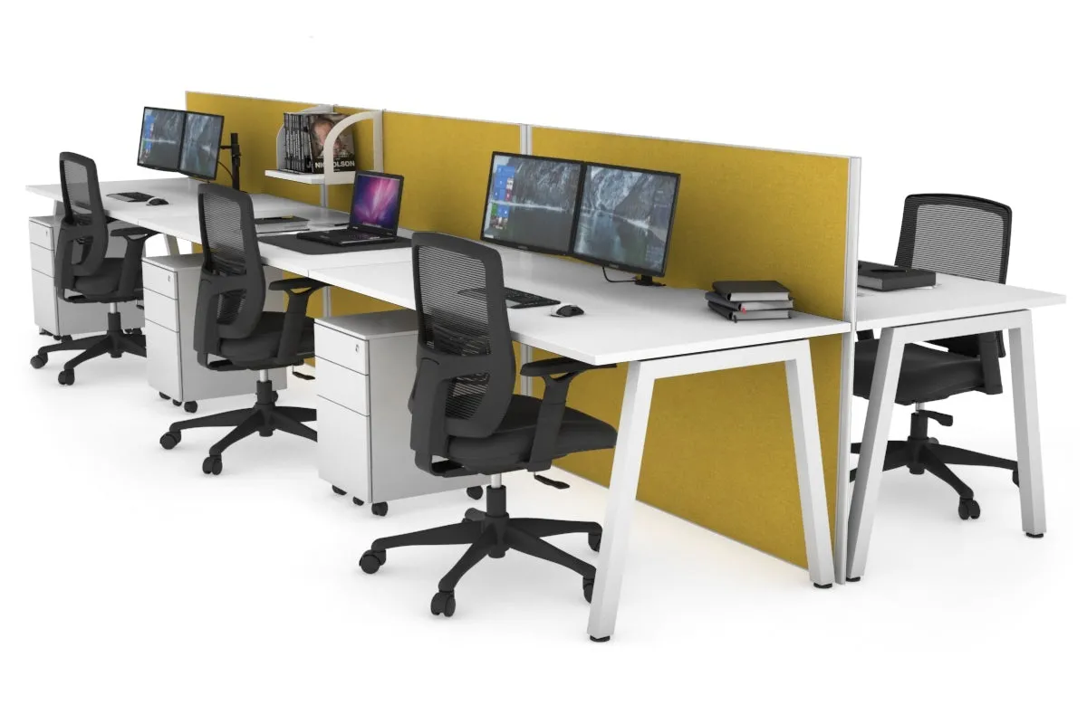 Horizon Quadro 6 Person Bench A Legs Office Workstation [1600L x 800W with Cable Scallop]