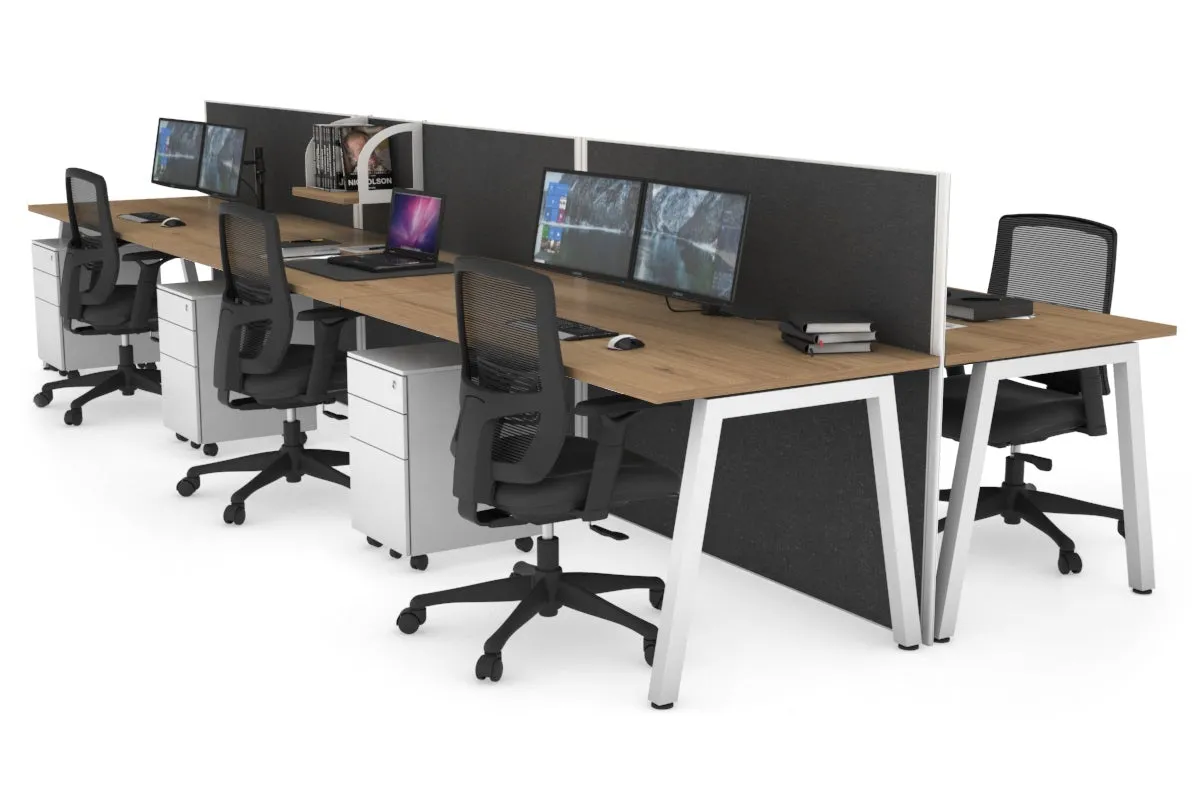 Horizon Quadro 6 Person Bench A Legs Office Workstation [1600L x 800W with Cable Scallop]
