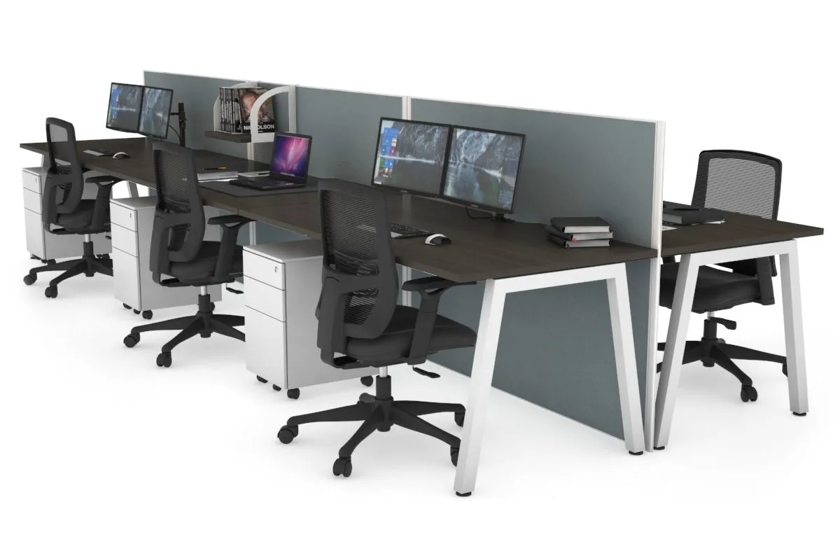 Horizon Quadro 6 Person Bench A Legs Office Workstation [1600L x 800W with Cable Scallop]