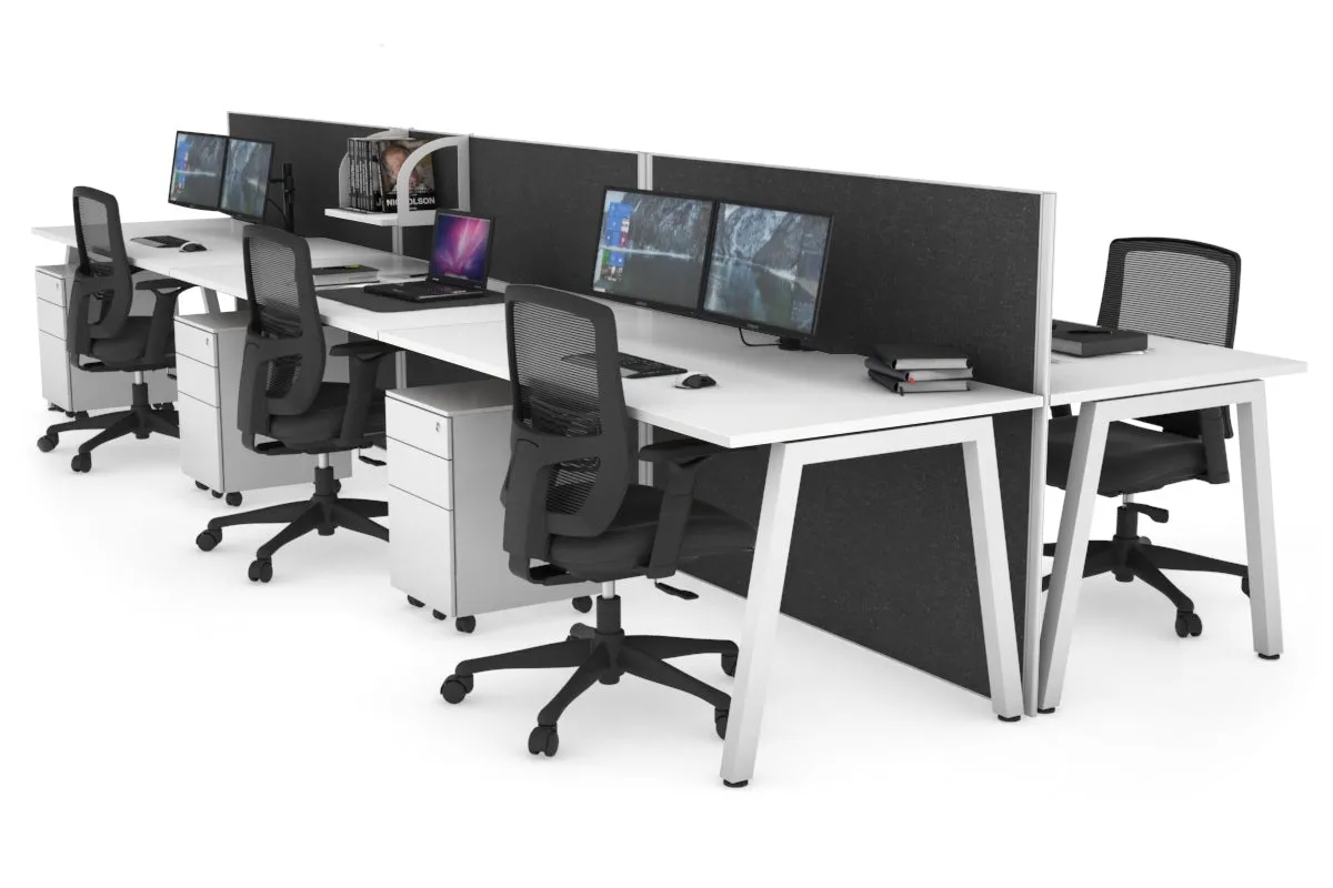 Horizon Quadro 6 Person Bench A Legs Office Workstation [1600L x 800W with Cable Scallop]