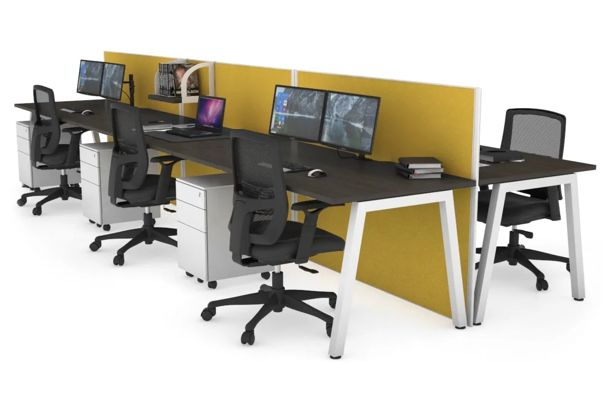 Horizon Quadro 6 Person Bench A Legs Office Workstation [1600L x 800W with Cable Scallop]