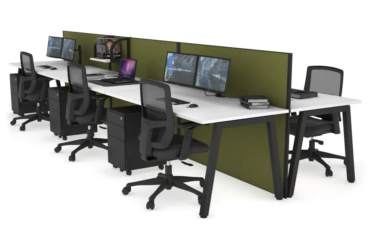 Horizon Quadro 6 Person Bench A Legs Office Workstation [1600L x 800W with Cable Scallop]
