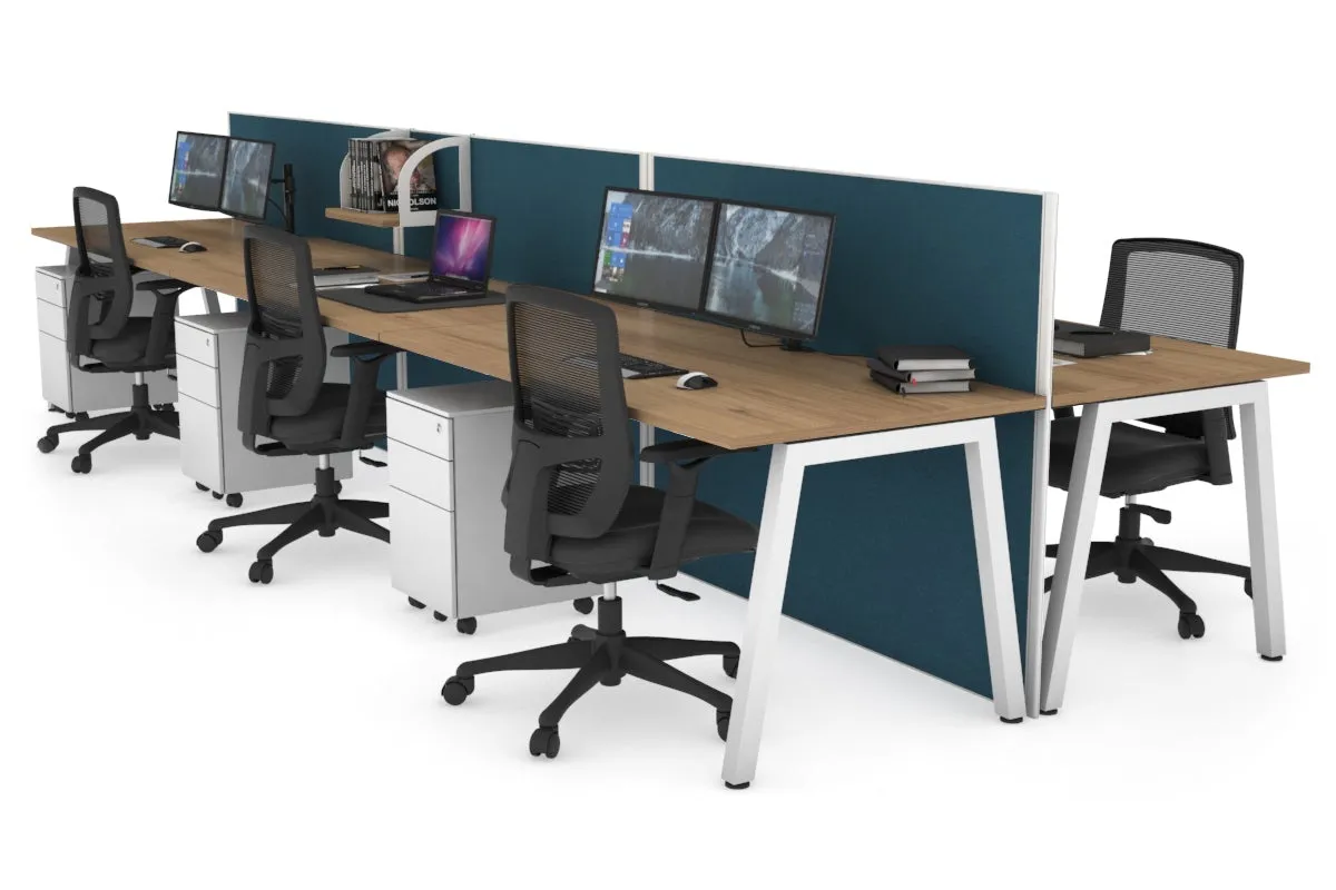 Horizon Quadro 6 Person Bench A Legs Office Workstation [1600L x 800W with Cable Scallop]