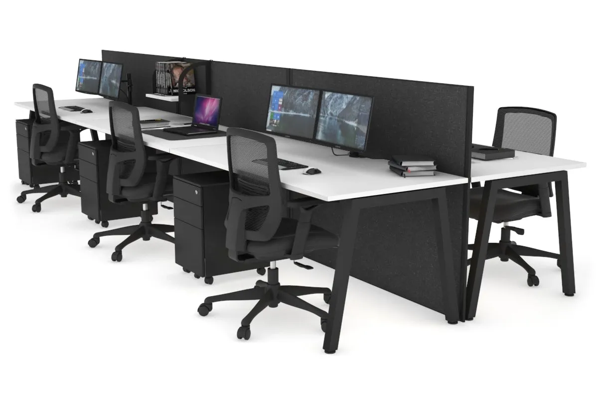 Horizon Quadro 6 Person Bench A Legs Office Workstation [1600L x 800W with Cable Scallop]