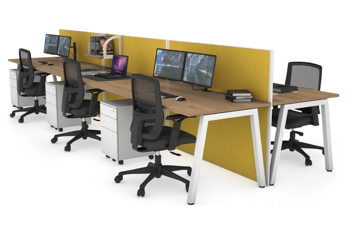 Horizon Quadro 6 Person Bench A Legs Office Workstation [1600L x 800W with Cable Scallop]