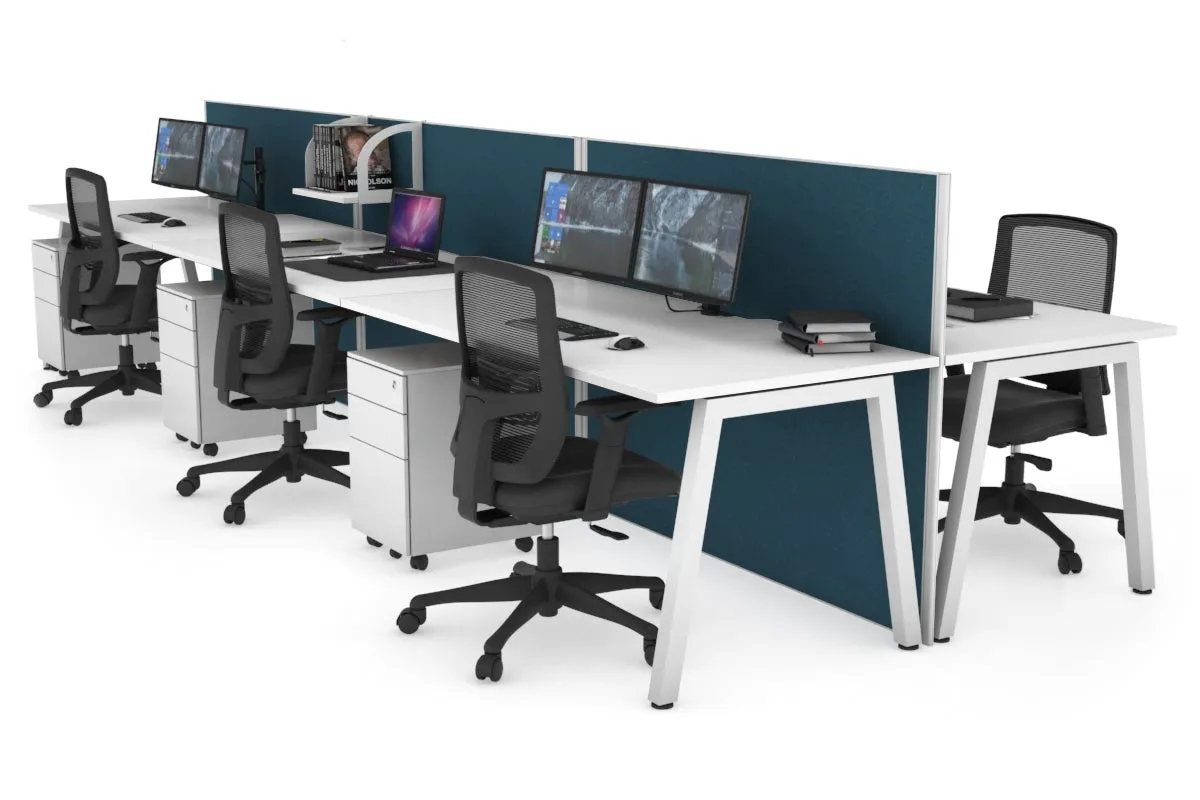 Horizon Quadro 6 Person Bench A Legs Office Workstation [1600L x 800W with Cable Scallop]