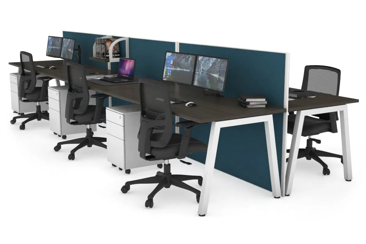 Horizon Quadro 6 Person Bench A Legs Office Workstation [1600L x 800W with Cable Scallop]