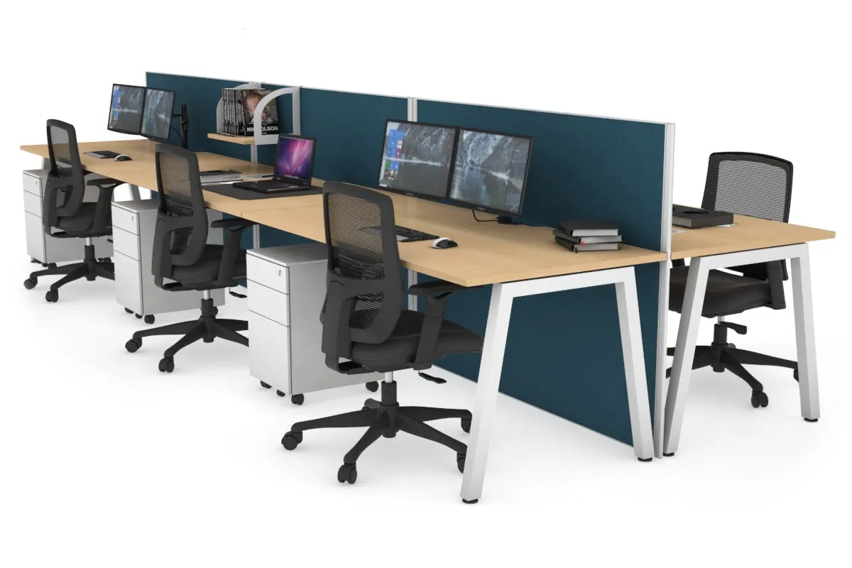 Horizon Quadro 6 Person Bench A Legs Office Workstation [1600L x 800W with Cable Scallop]