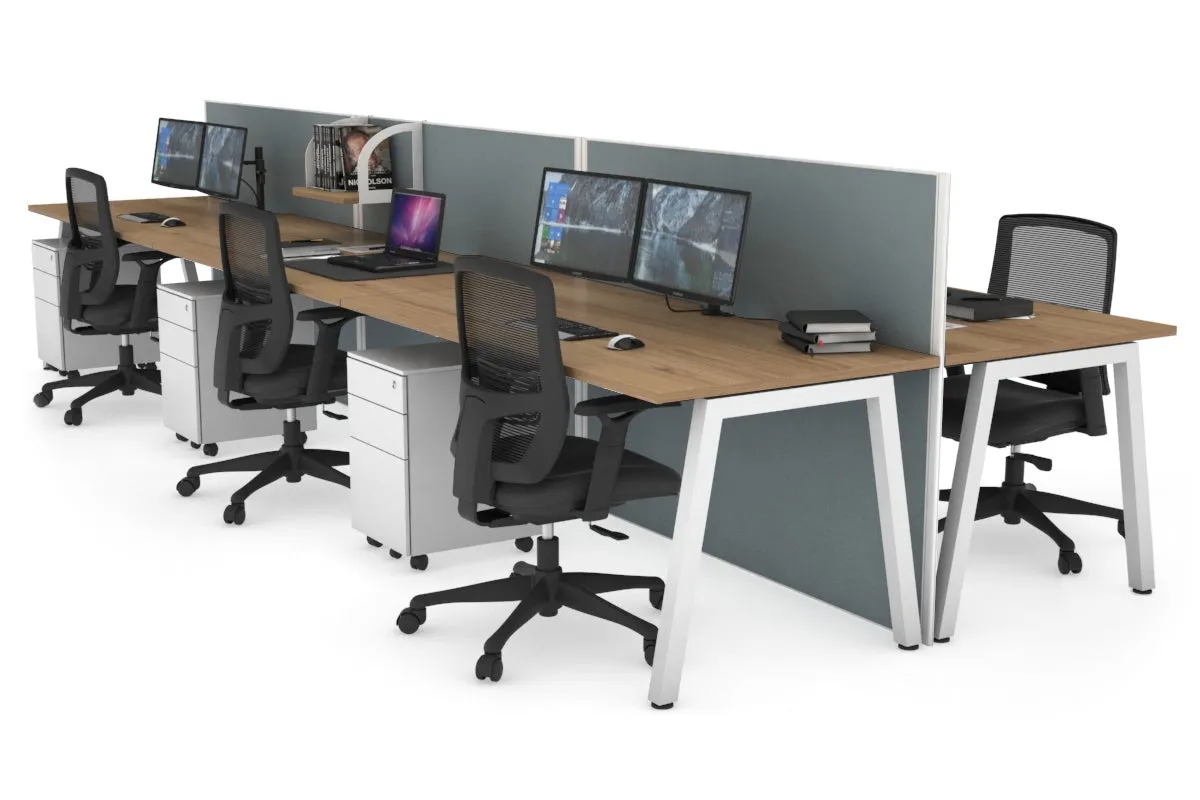 Horizon Quadro 6 Person Bench A Legs Office Workstation [1600L x 800W with Cable Scallop]
