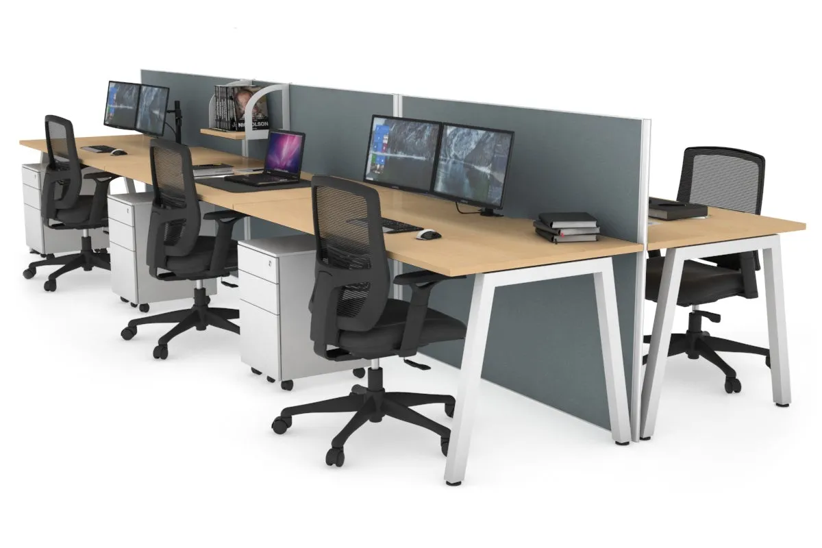 Horizon Quadro 6 Person Bench A Legs Office Workstation [1600L x 800W with Cable Scallop]